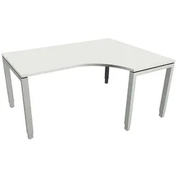 fm Büromöbel Manuell höhenverstellbarer Winkelschreibtisch rechts »Sidney« 160 cm 4-Fuß Recht weiß, 160x85x80 cm