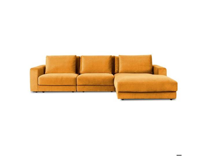 Canapé angle droit Venezia en velours jaune - 5 places