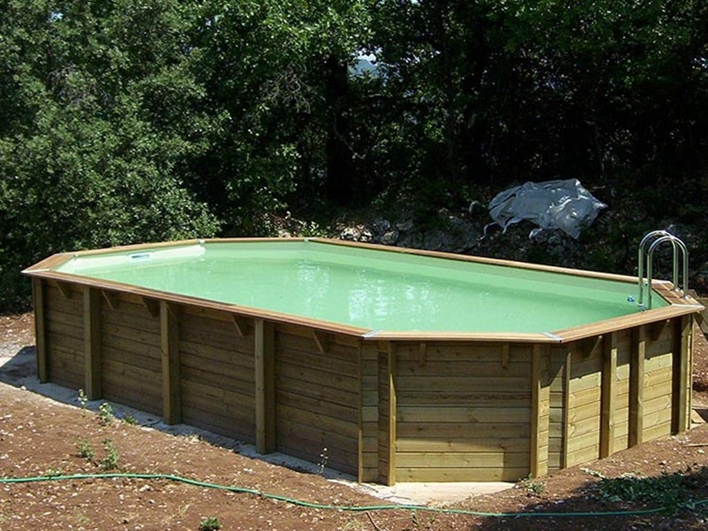 Piscine bois Ubbink AZURA octogonale 400x750x130cm liner beige