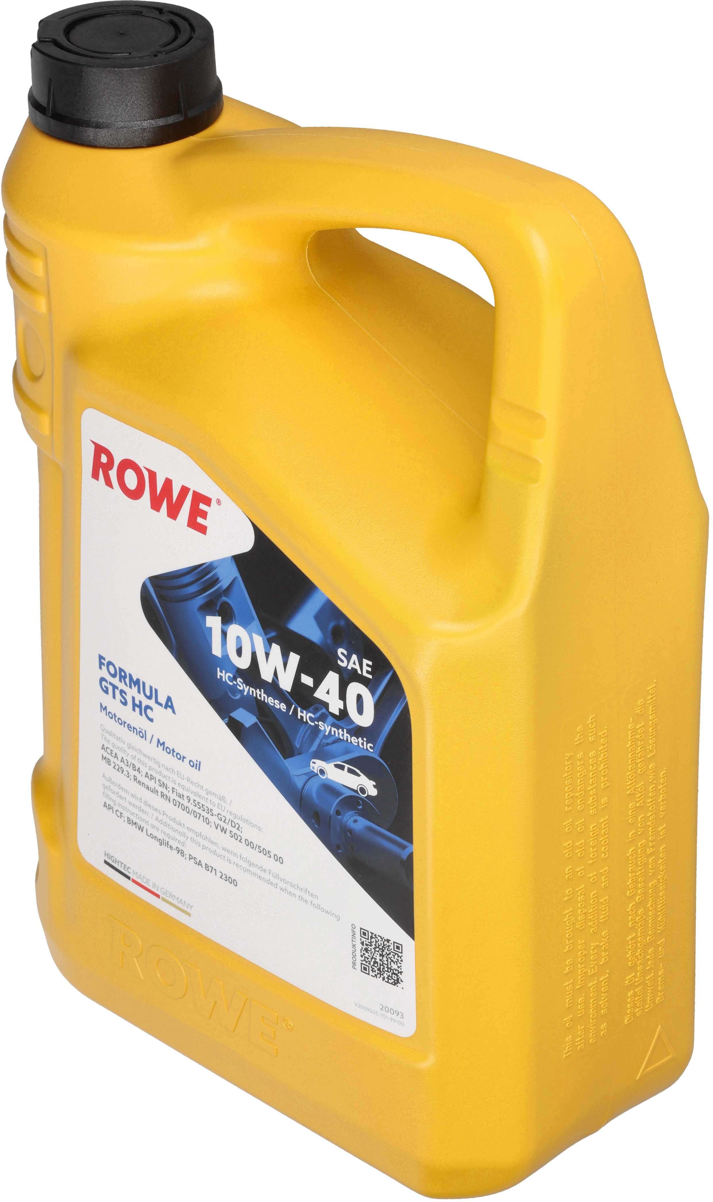 Rowe Motoröl Hightec Formula Gts Sae 10w-40 Hc [5 L] 20093005099 5l