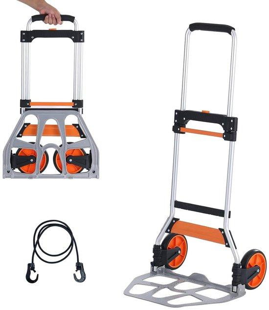 VEVOR Inklapbare Steekwagen - Zilverkleurige Aluminium Transportkar - Draagvermogen 125 kg