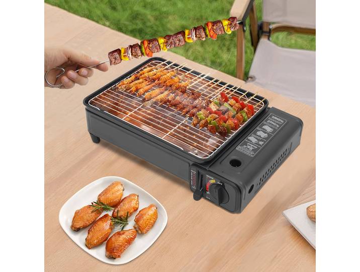 Barbecue à gaz de table 2200W, barbecue à gaz portable avec bac à graisse et sac de transport, ensemble de cuisson pour terrasse, balcon et jardin
