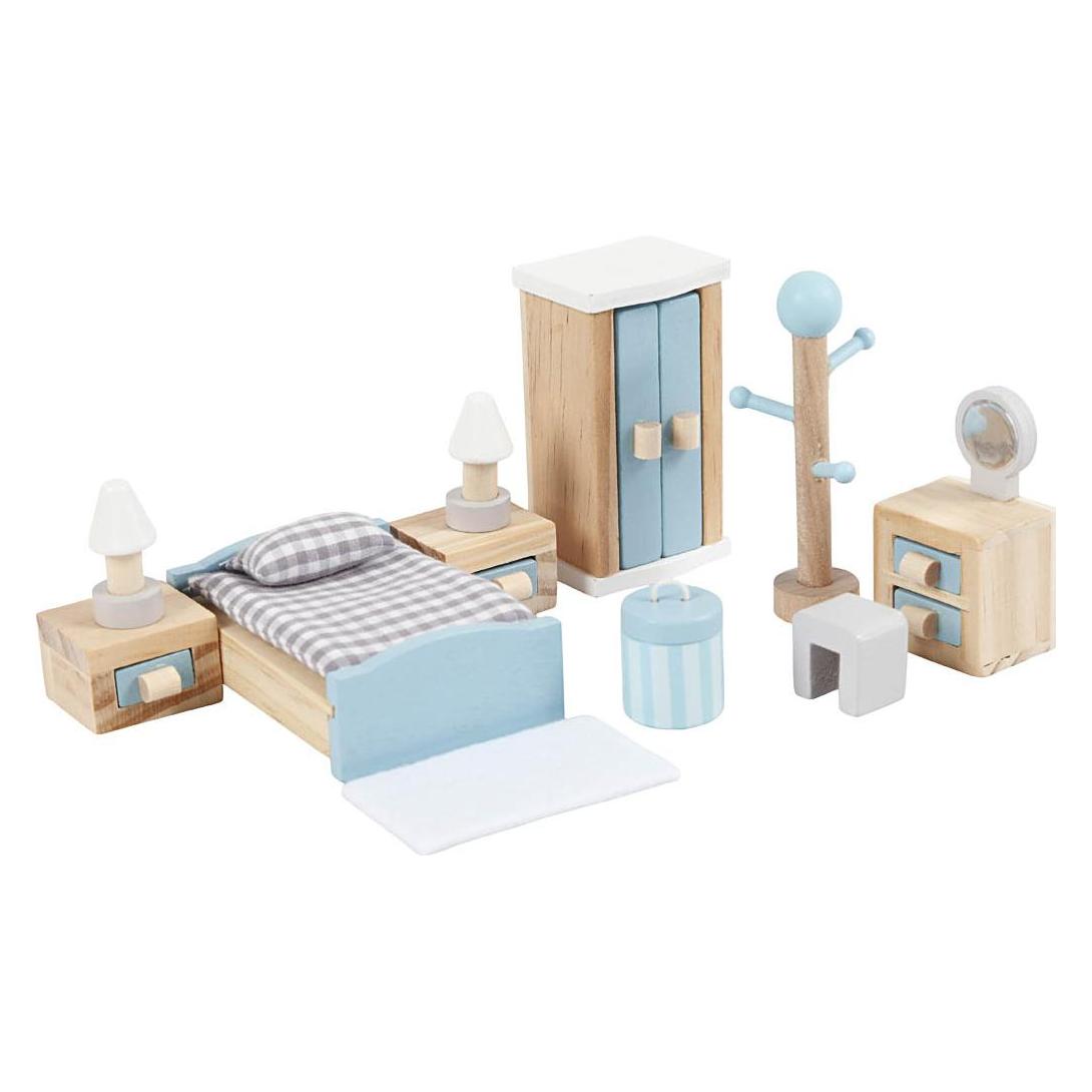 Viga Toys Puppenhaus-Möbelset für das Schlafzimmer, VIGA PolarB (44035)