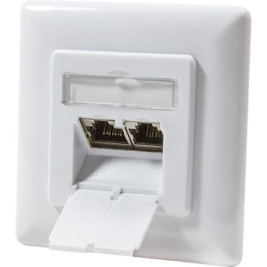 LogiLink Netzwerkdose NP0123, Unterputz, 2x RJ45 / Keystone, mit Abdeckung, weiß, Cat.6A