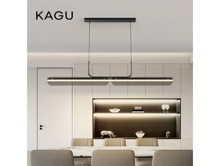 Lustre linéaire pour salle à manger, éclairage d'îlot de cuisine, lampe de table à manger, lampe de bar, lampe LED longue et moderne, luminaire suspendu en verre noir