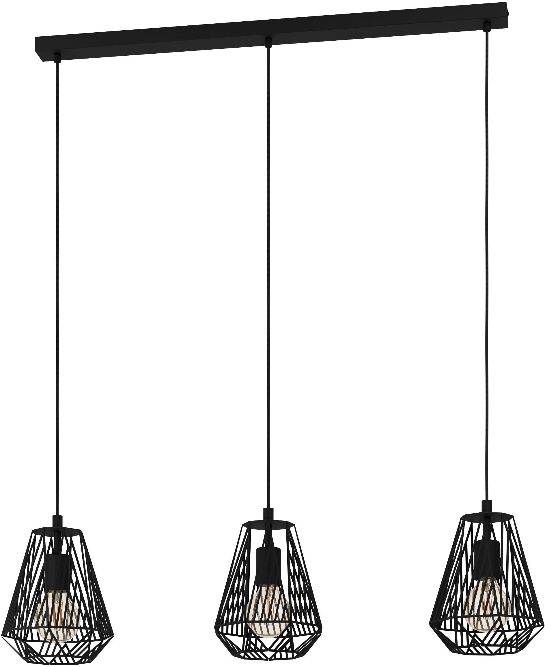 EGLO Hängeleuchte "STYPE", schwarz, H: 110cm, 1 Stk., Leuchten, Hängeleuchte, Esszimmer, Wohnzimmer L96 x B20 x H110, 3X40W exkl., Hängeleuchte
