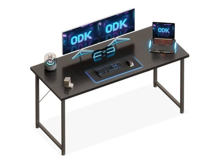 Bureau Moderne 140x50cm - Bureau Rectangulaire Noir avec Rangement - Bureau Informatique Spacieux Maison et Bureau