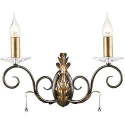 Wandlampe Leuchte Stahl Bronze Gold H 29 cm 2 Flammig Flurleuchte Klassisch