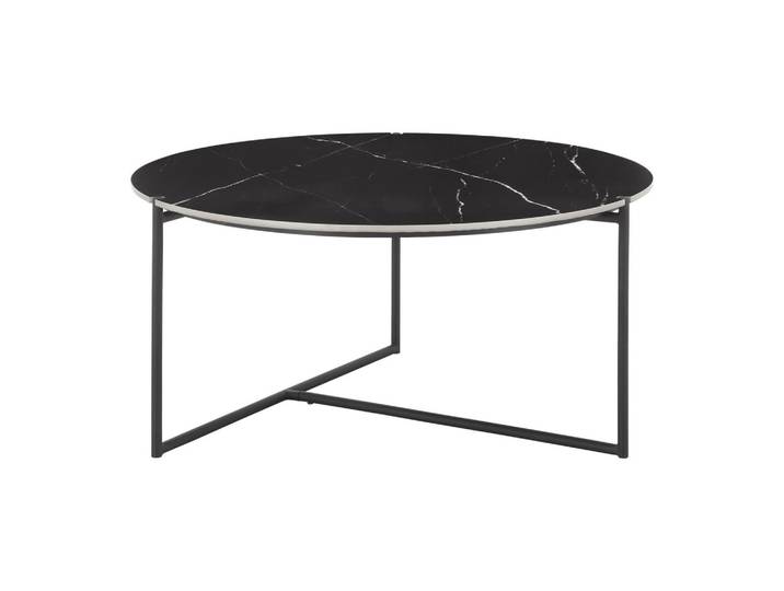 Couchtisch Nila Schwarz/Weiß Metall/Marmor rund