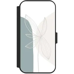 Nivocase Klapphülle für Apple iPhone 15 Handyhülle aus Kunst Leder NIVOflip schwarz Blume Boho Pastell (Apple iPhone 15), Smartphone Hülle, Schwarz