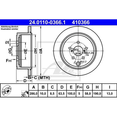 ATE Bremsensatz, Scheibenbremse Bremsen-Set VA + HA sizw2n91w0 Hinterachse voll 286mm 10mm für Subaru