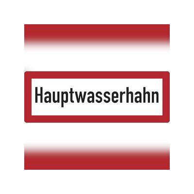 Feuerwehrschild, Hauptwasserhahn - DIN 4066 - 210x74 mm Folie selbstklebend