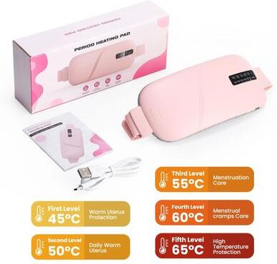 Inspired Finds Rechargeable Heated Menstrual Relief Belt With Vibration Massage white 5 Heat