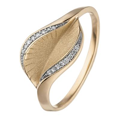 Diamantring JOBO "Ring Goldring" Gr. 54, gold (gelbgold 585), Fingerringe, Damen, 54, P1 = bei 10-facher Vergrößerung erkennbare Einschlüsse, Diamanten Gelbgold 585, Diamanten, Gelbgold 585, Diamantring, 585 Gold mit 16 Diamanten