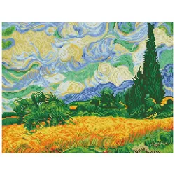 Diamond Dotz Diamond Painting Weizenfeld mit Zypressen (Van Gogh)
