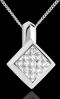 Edenly Collier Schachbrett in Weissgold - 0.25 Karat