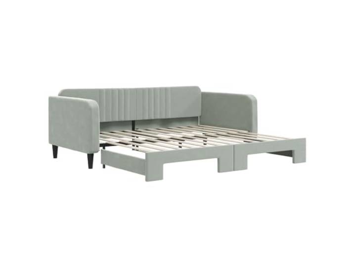 vidaXL Tagesbett Ausziehbar Hellgrau 100x200 cm Samt