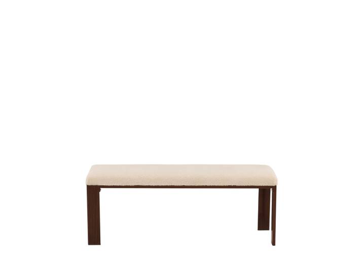 Banc en tissu bouclette et bois L120cm - Écru
