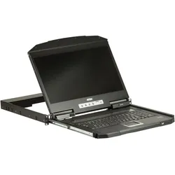 Aten CL3100NX FR Kurze Tiefe Single Rail 18,5"-LCD Konsole (USB, VGA), FR-Layout, KVM Switch, Schwarz