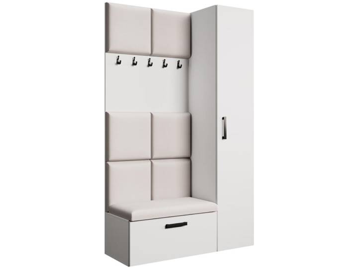 Dressing panneaux rembourrés, blanc+beige, 121x203