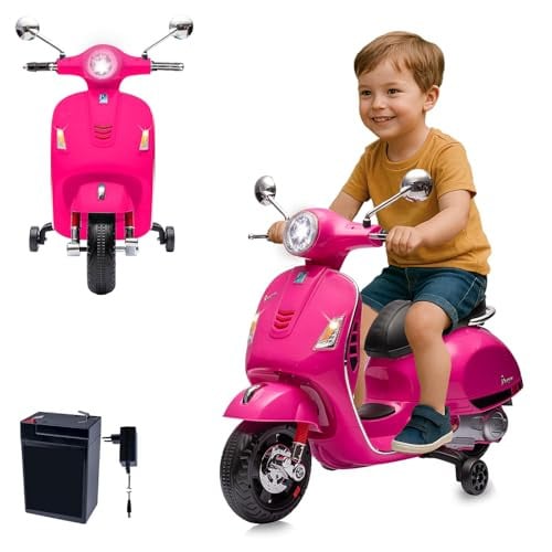 Jamara 461838 Ride-on Vespa GTS 125 Li-Power Elektrische Kinderauto met LED-verlichting en steunwielen