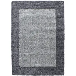 Teppich Wohnzimmer Hochflor Bordüre Weich Flauschig Waschbar Strapazierfähig Schlafzimmer OEKO-TEX Grau 300x400 cm – RHEIN von Kadima Design