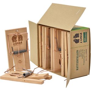 DEUFA Rattenfalle Luna 240006, Schlagfalle aus Holz, 10 Stück