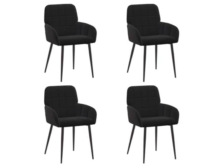 KDVXBCQJH Esszimmerstühle 4er Set Samt Schwarz Polsterstuhl Metallbeine Komfortables 4er-Set Küchenstühle mit samtigem Bezug, ergonomischer Rückenlehne und Metallgestell fürs Wohnzimmer.