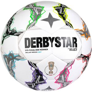 Derbystar Fußball DFB-Pokal Brilliant Replica Light v26, Größe 4, 350 Gramm, weiß/bunt, Trainings- & Freizeitball