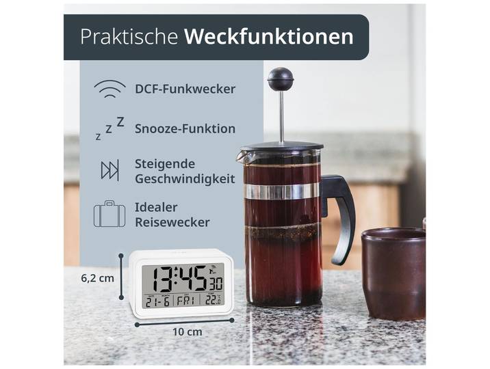 Wecker ADE Weiss ABS B 6.2 cm - Wecker