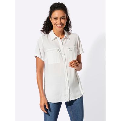 Longbluse INSPIRATIONEN, Damen, Gr. 48, weiß, 100% Viskose, unifarben, Blusen Longbluse