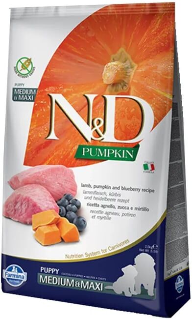 Farmina Ração Cão Puppy Medium Maxi ND Abóbora Borrego E Mirtilo 2.5 Kg