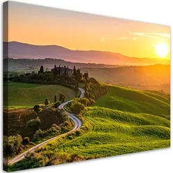 LEINWANDBILD Toskana Landschaft Sonnenuntergang 60x40cm