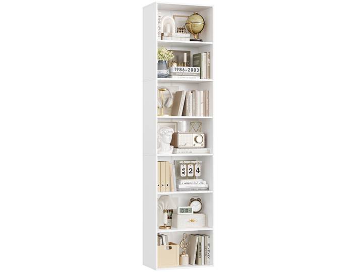 Getone Bibliothèque, Meuble de Rangement Livres, Étagère à 7 Niveaux, Bibliotheque, Présentoir, pour Salon, Chambre, Bureau, 48 x 30 x 220 cm