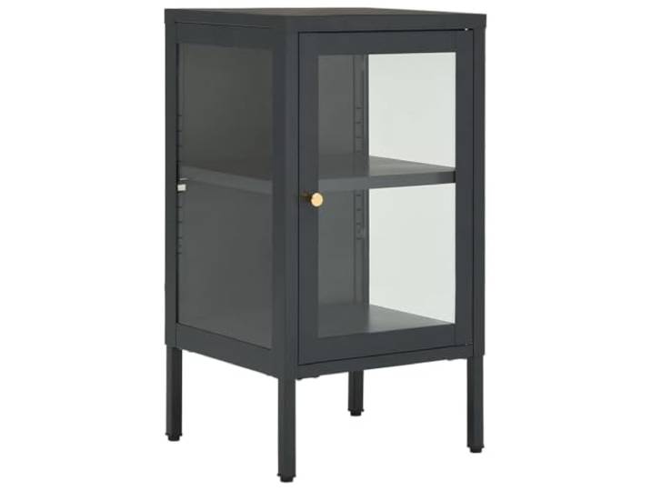 Fisinber Sideboard Anthrazit 38x35x70 cm Metall Schrank mit Glastür Kompakte Anrichte aus Metall und Glastür für Wohnzimmer oder Flur. Mit verstellbarem Regal für flexiblen Stauraum.