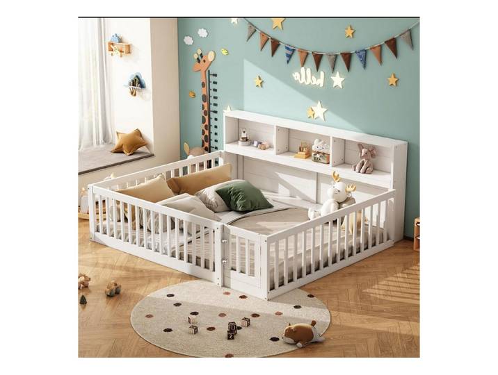 LuxusKollektion Kinderbett Kinderbett 140x200 mit Gitter & Staufach