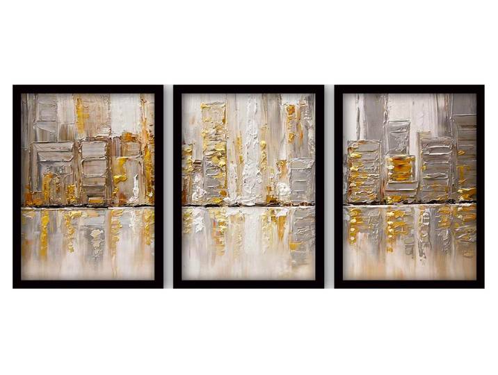 Wandbild Wallxpert Golden Art 3 Stück, 35 x 45 cm , bunt (farbe bild(er): bunt), B:35cm H:45cm, Kunststoff, MDF, Bilder, Wandbild