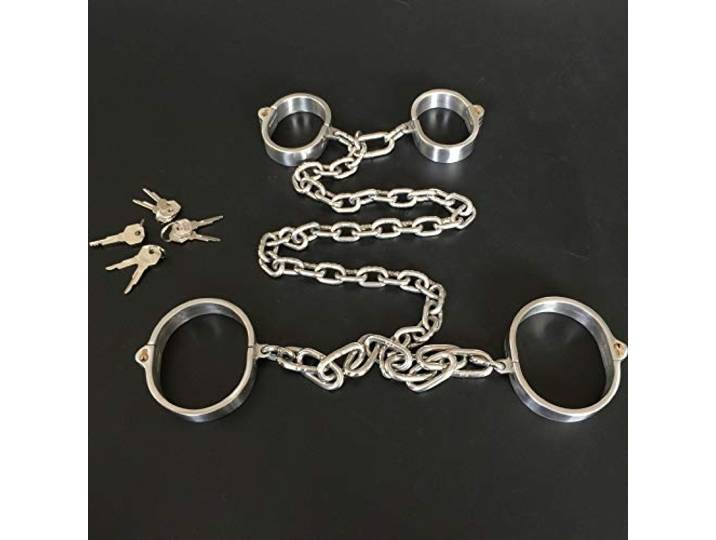 Metall Handschellen Fesseln Für SM Bondage Set Handcuffs Sex Bett Edelstahl Handschellen Schloss Schlüssel Fußfessel Sexspiel BDSM Fesseln Sklaven Sexspielzeug Für Paare,Men