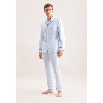 Schlafhose SEIDENSTICKER, Herren, Gr. 48, Normalgrößen, blau (hellblau), 100% Baumwolle, unifarben, Hosen Schlafhose