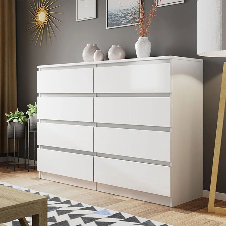 garneroarredamenti Cassettiera 139x100h cm 8 cassetti moderna bianco Rotterdam