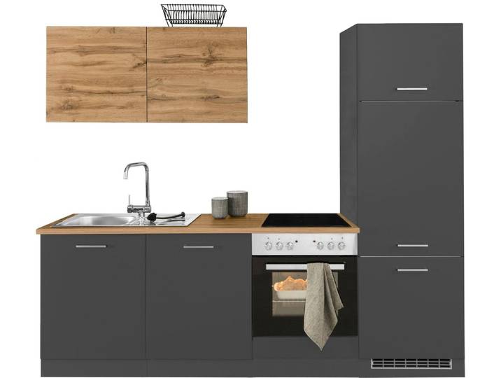 KOCHSTATION Küchenzeile KS-Kehl, ohne E-Geräte, Breite 240 cm, für Kühlschrank und Geschirrspüler