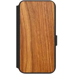 Nivocase Klapphülle für Samsung Galaxy S22+ Handyhülle aus Kunst Leder NIVOflip schwarz Holz Holzoptik (Samsung Galaxy S22+), Smartphone Hülle, Schwarz