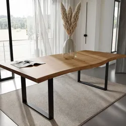 BlackWood »Table4YOU Amarillo« Wildeiche Massivholztisch Baumkante / Wildeiche natur / 6 cm / 180x100 cm