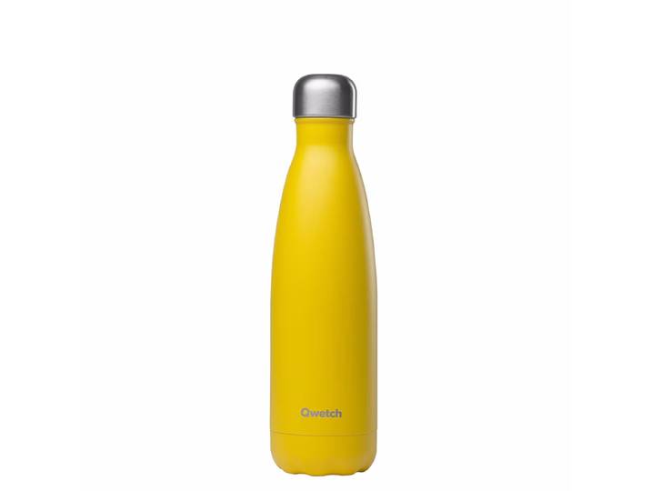 Qwetch Pop Isolierte Stahlflasche 500ml gelb – Trinkflasche/Thermosflasche/Shaker