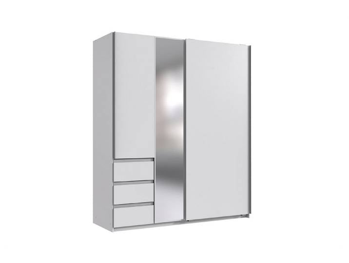 freiraum Schwebetürenschrank Stade in WEISS und Spiegel - 168x198x63cm (BxHxT)