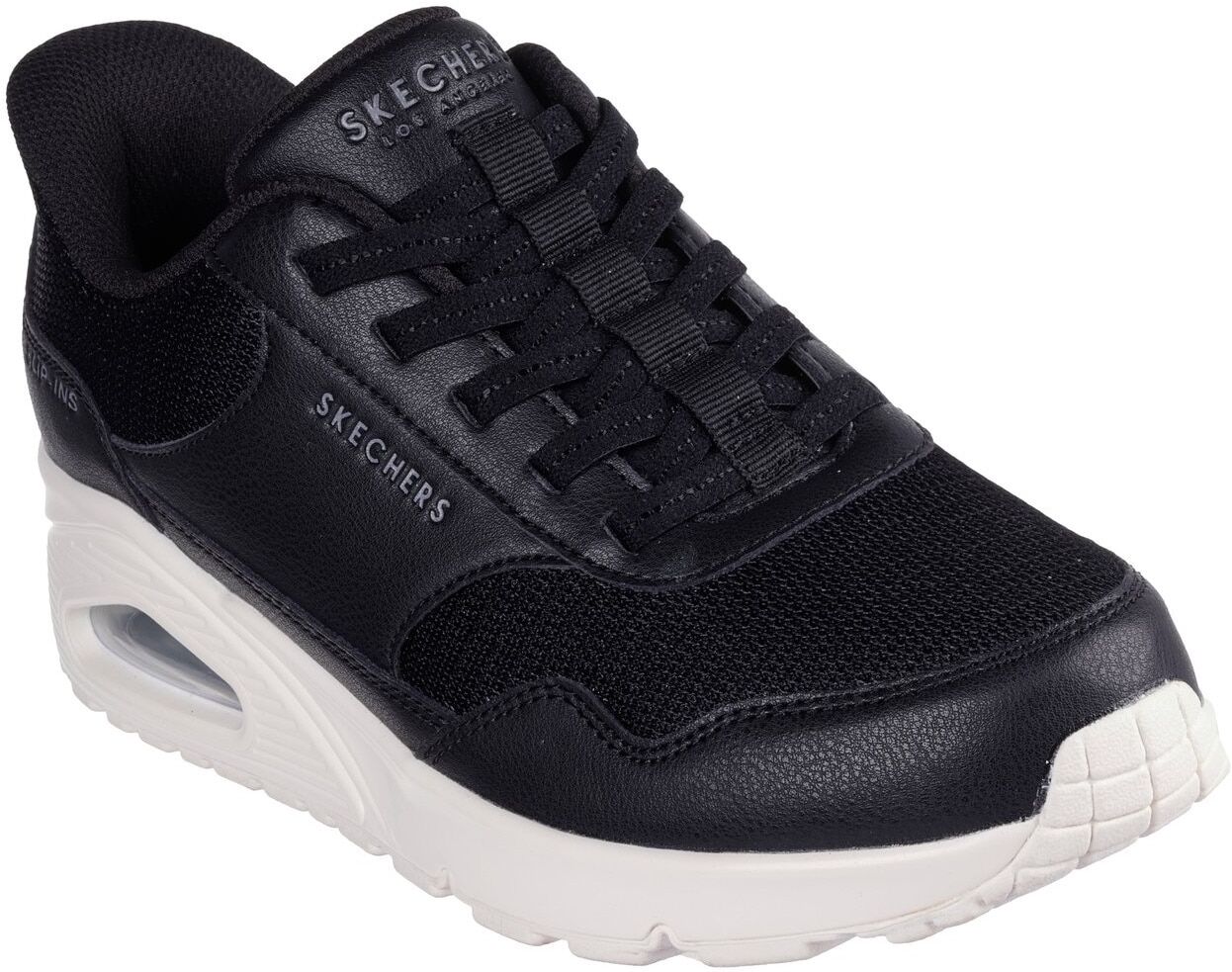 Slip-On Sneaker SKECHERS "UNO-SIMPLIFIED SLIP-IN", Damen, Gr. 40, Textil, schwarz, Lederimitat, Textil, Schuhe Slip-On Sneaker, Keilsneaker, Slipper mit integrierter Slip-Ins Technologie schwarz 40, Textil