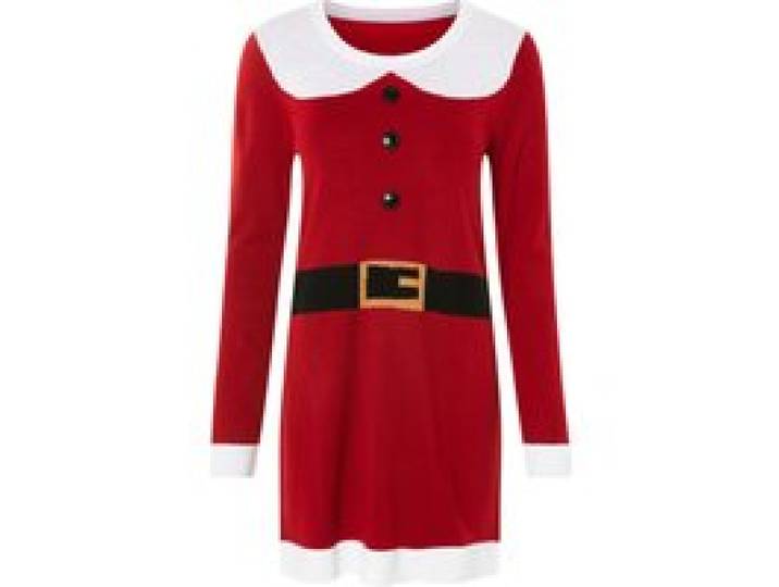 ESMARA® Robe tricotée pour femmes au design de Noël (rouge)