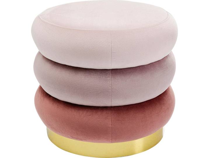 Kare-Design Hocker, Creme, Rosa, Beige, Metall, rund, 45x40x45 cm, erweiterbar (Typenauswahl), Wohnzimmer, Hocker, Sitzhocker