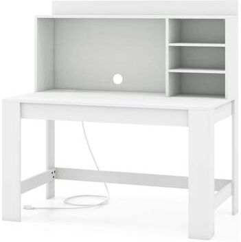 Modern Home Office Desk Computer Desk w/ Hutch & Power Outlets
