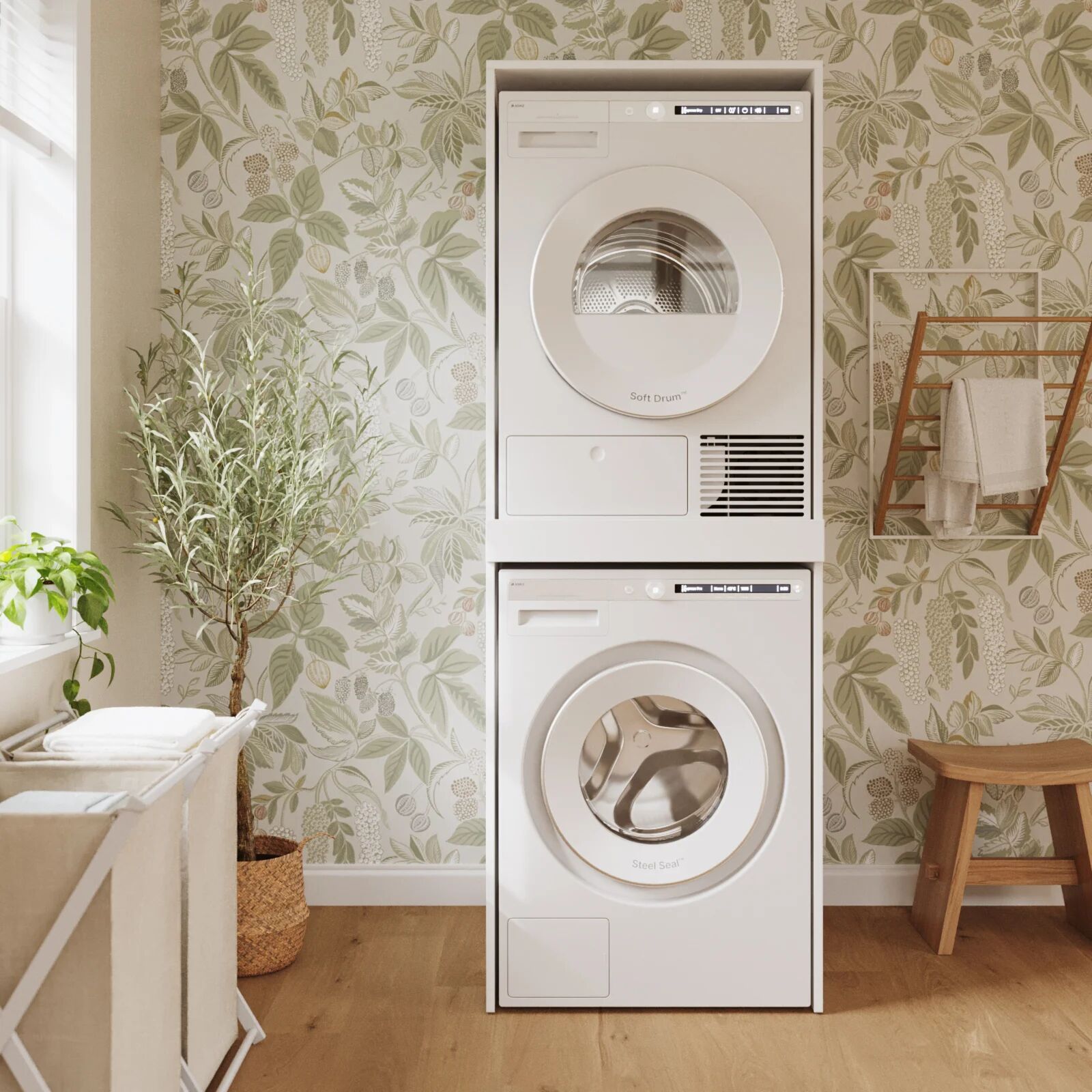 garneroarredamenti Mobile lavatrice e asciugatrice 64x180h cm bianco Motty